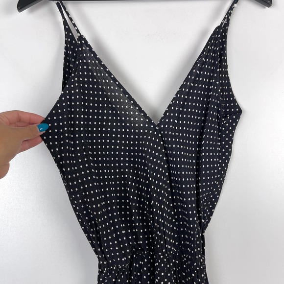 Flynn Skye (1) Polka Dot Wide Leg Rayon V-Neck Jumpsuit Black - Picture 2 of 11